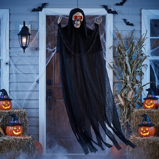 Ayieyill  Halloween Grim Reaper 6ft Hanging Ghost Skeleton Decorations, Spooky Halloween Decor for Yard Haunted House Party Outdoor