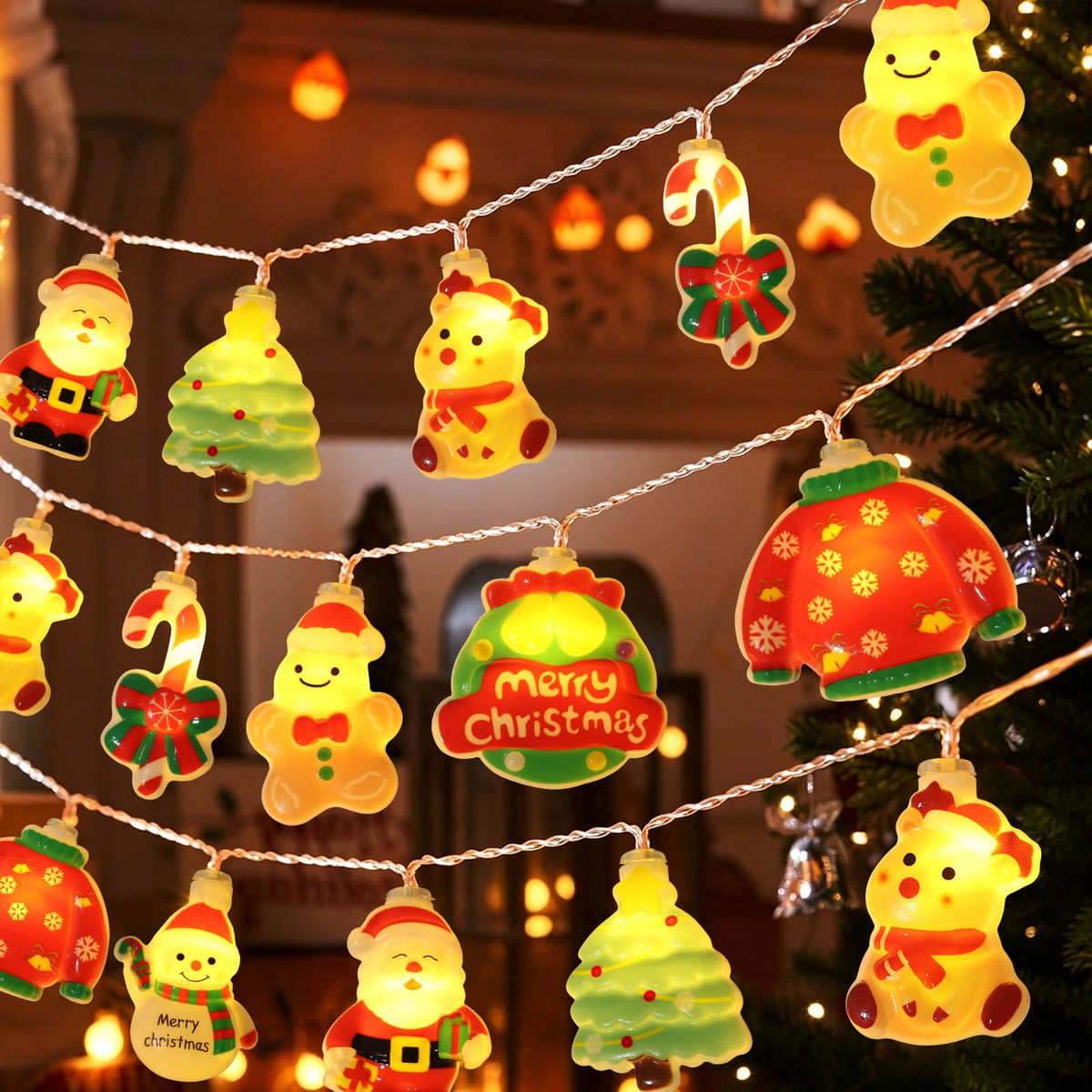 Ayieyill Christmas String Lights Decor, 9.8FT 20 LED, 8 Flashing Modes, Waterproof Battery Box with Remote Control, Christmas Decorations Indoor Outdoor(Warm White)