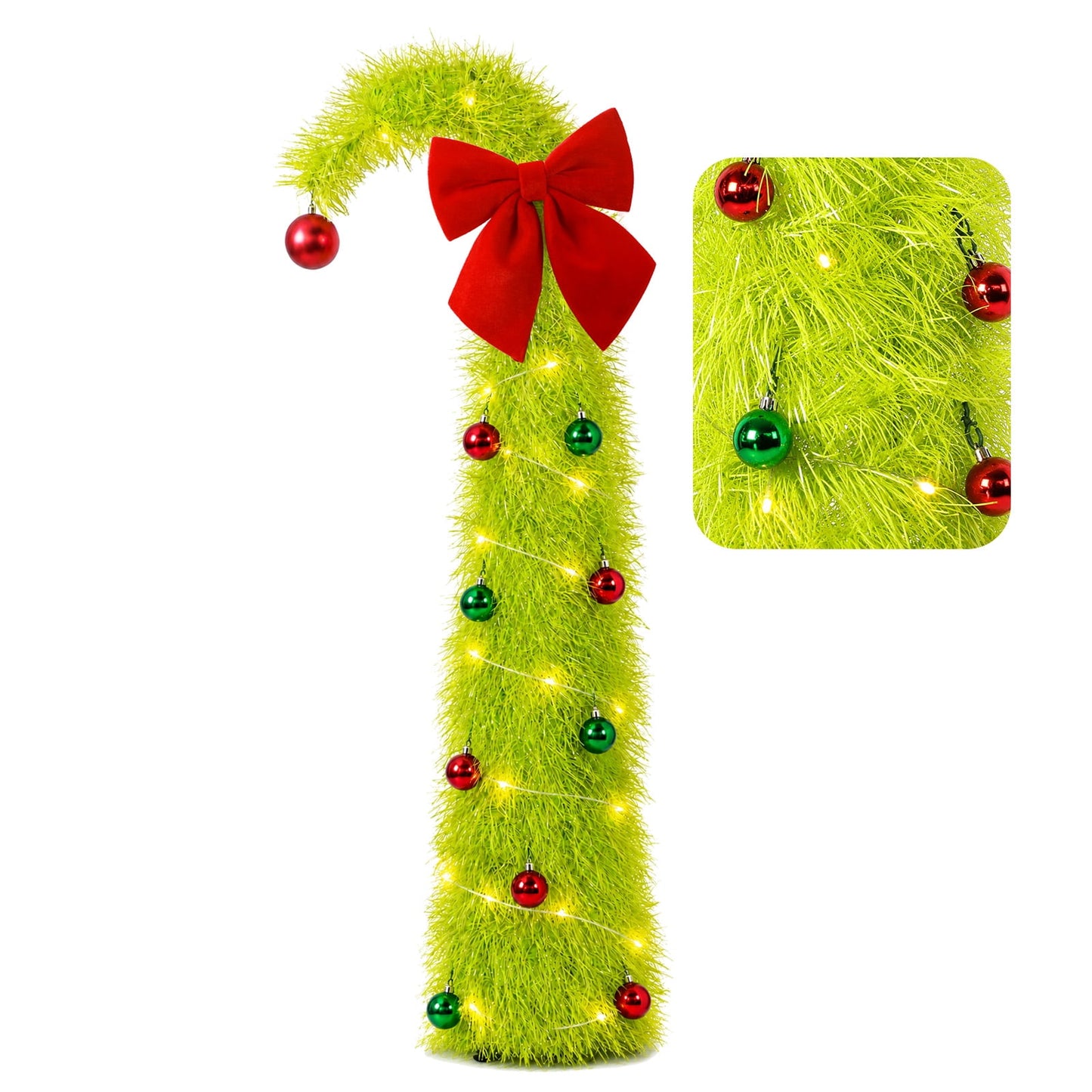 Ayieyill Christmas Tree 5FT Pencil Christmas Tree, Collapsible Pop Up Tinsel Tree for Christmas Decorations Indoor