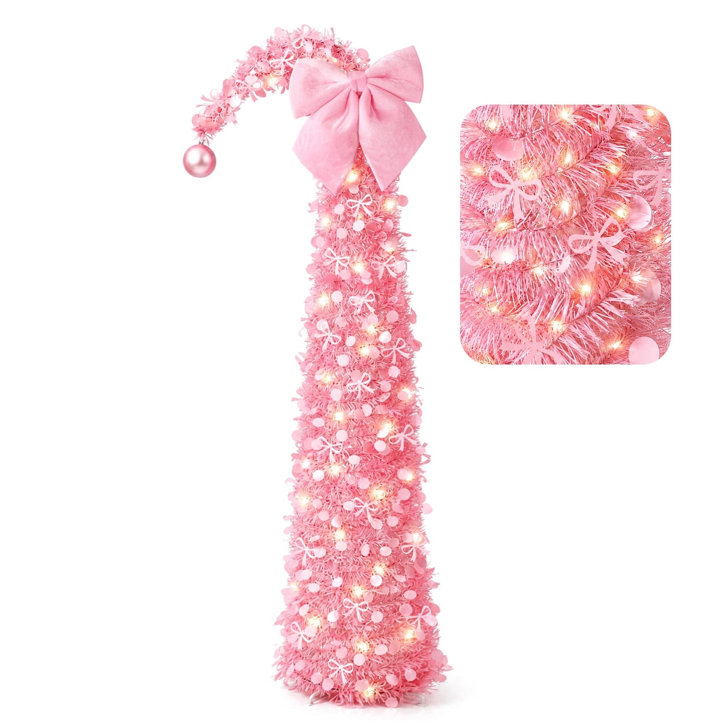 Ayieyill Christmas Tree 5FT Pencil Christmas Tree, Collapsible Pop Up Tinsel Tree for Christmas Decorations Indoor