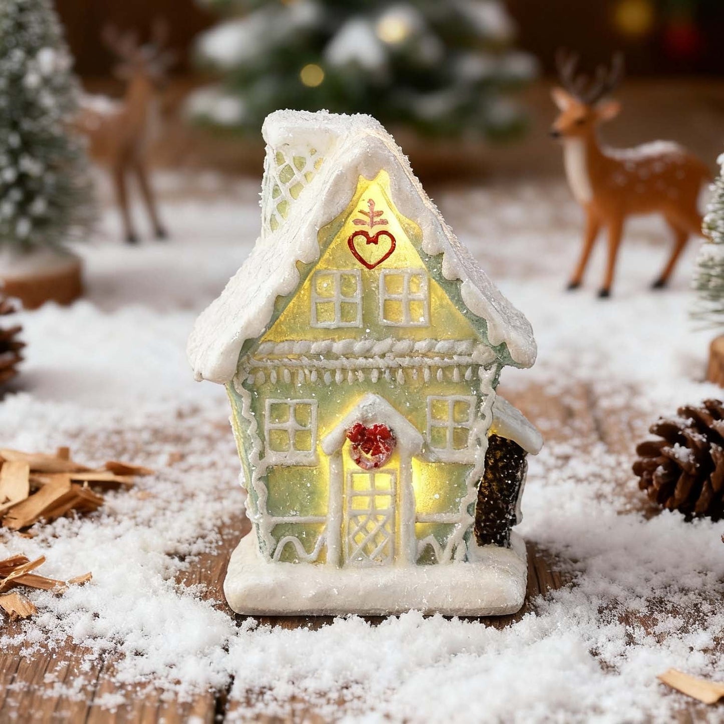 Ayieyill Christmas Village Light Up House Christmas Decorations Indoor Tabletop Christmas Decor