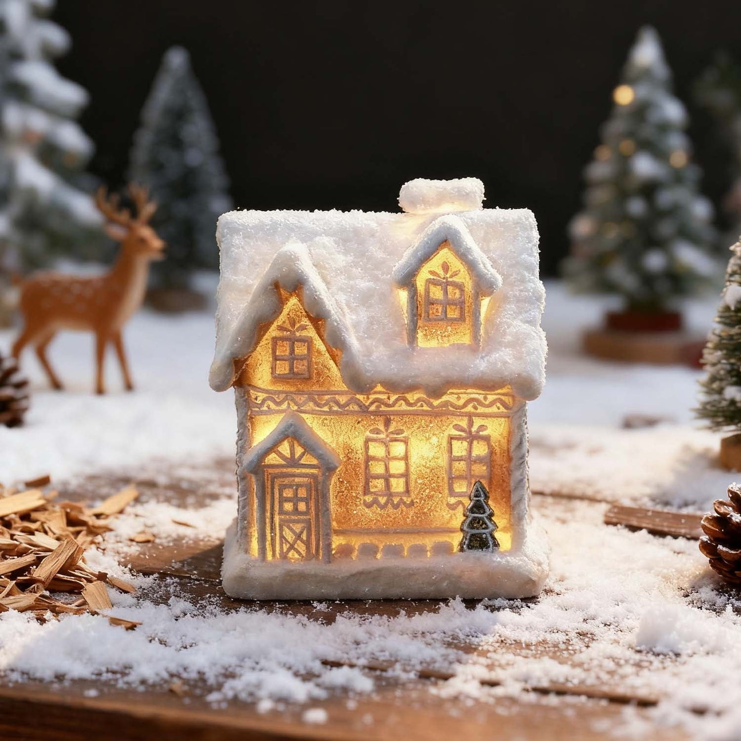 Ayieyill Christmas Village Light Up House Christmas Decorations Indoor Tabletop Christmas Decor