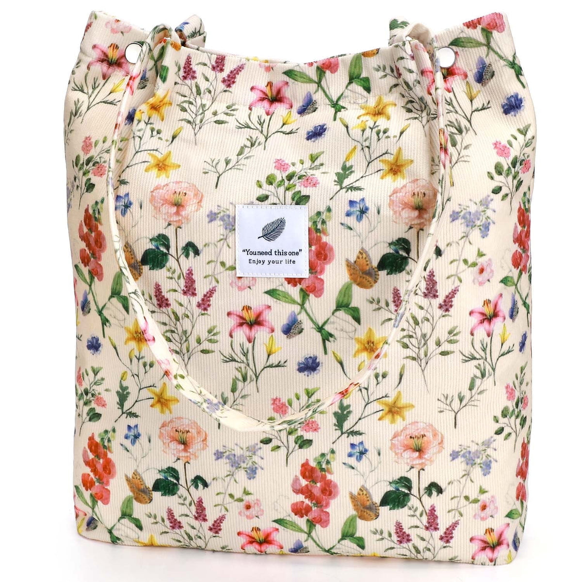 Ayieyill Corduroy Tote Bag Large for Women Girl Lady Canvas Shoulder Cord Purse and Handbags with Inner Pocket