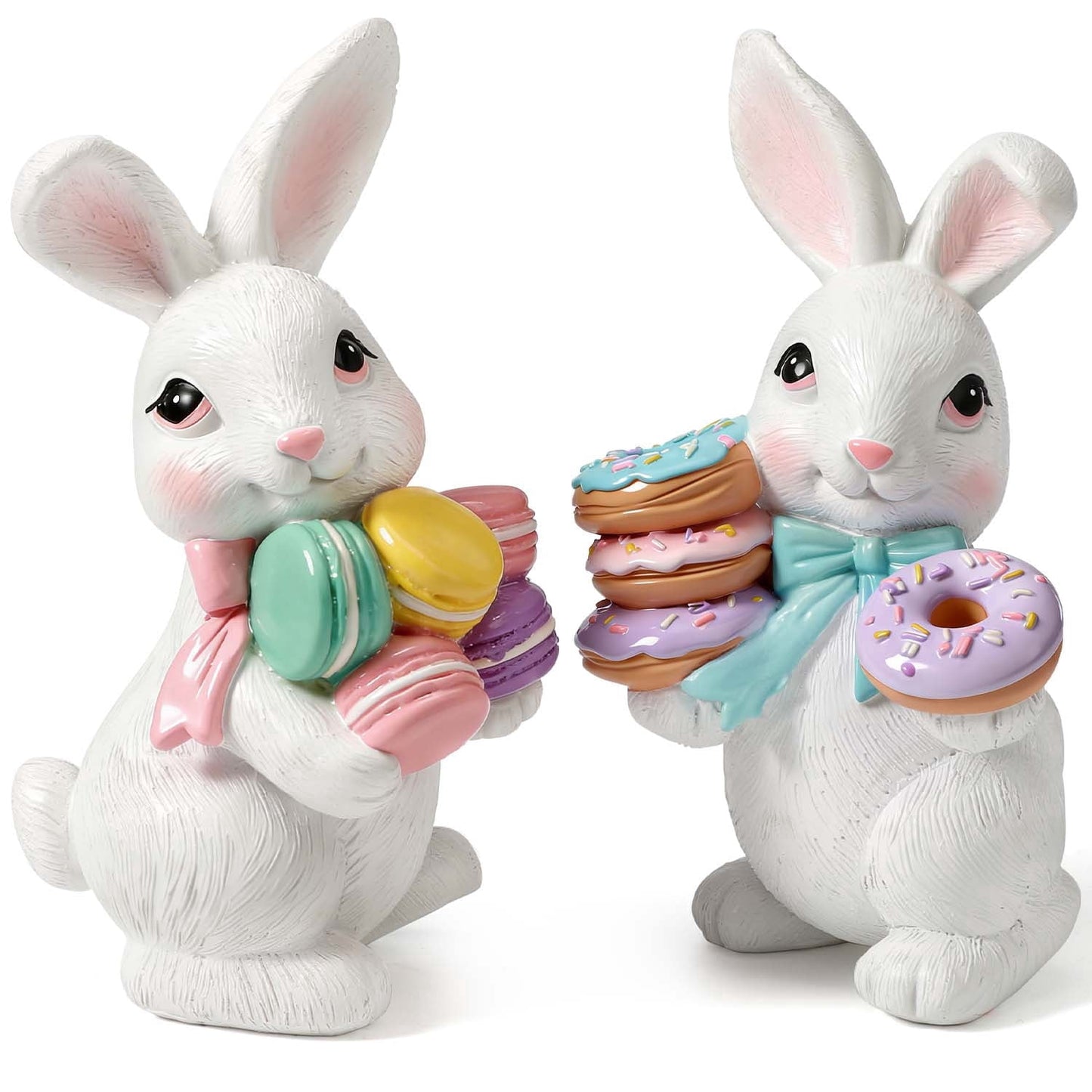 Ayieyill Easter Bunny Decorations, 2Pcs Easter Bunny Resin Ornaments for Home Courtyard Tabletop to Enhance The Easter Atmosphere