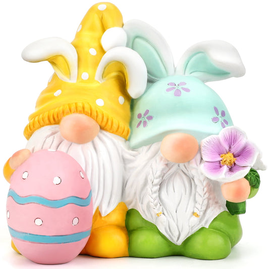 Ayieyill Easter Gnomes Decorations Easter Bunny Gnomes Cute Spring Swedish Tomte Gnomes Resin Gnome