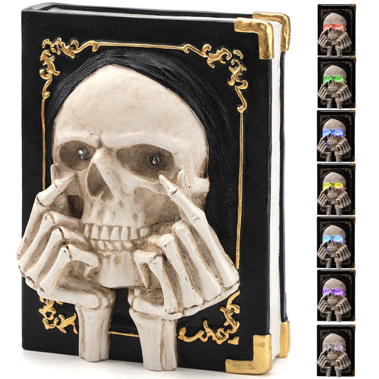 Ayieyill Light Up Halloween Skull Decorations, Color Changing Skull  Book Halloween Indoor Decor, Haunted House Halloween Props