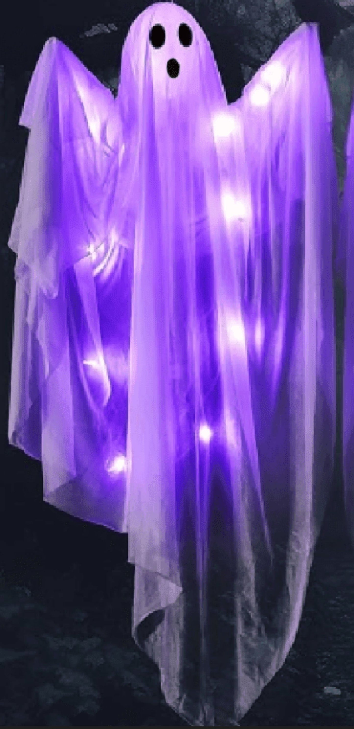 Ayieyill Halloween Ghost Decor with Blue LED Light, 47” Light up Hanging Ghost Halloween Yard Porch Decorations Outdoor
