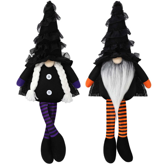 Ayieyill Halloween Gnomes Plush Decor, 2 Pack Handmade Tomte Swedish Gnome Decorations Ornaments