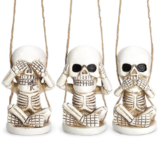 Ayieyill Skeletons Halloween Decorations Set of 3, See Hear Speak No Evil Halloween Skeleton Decor