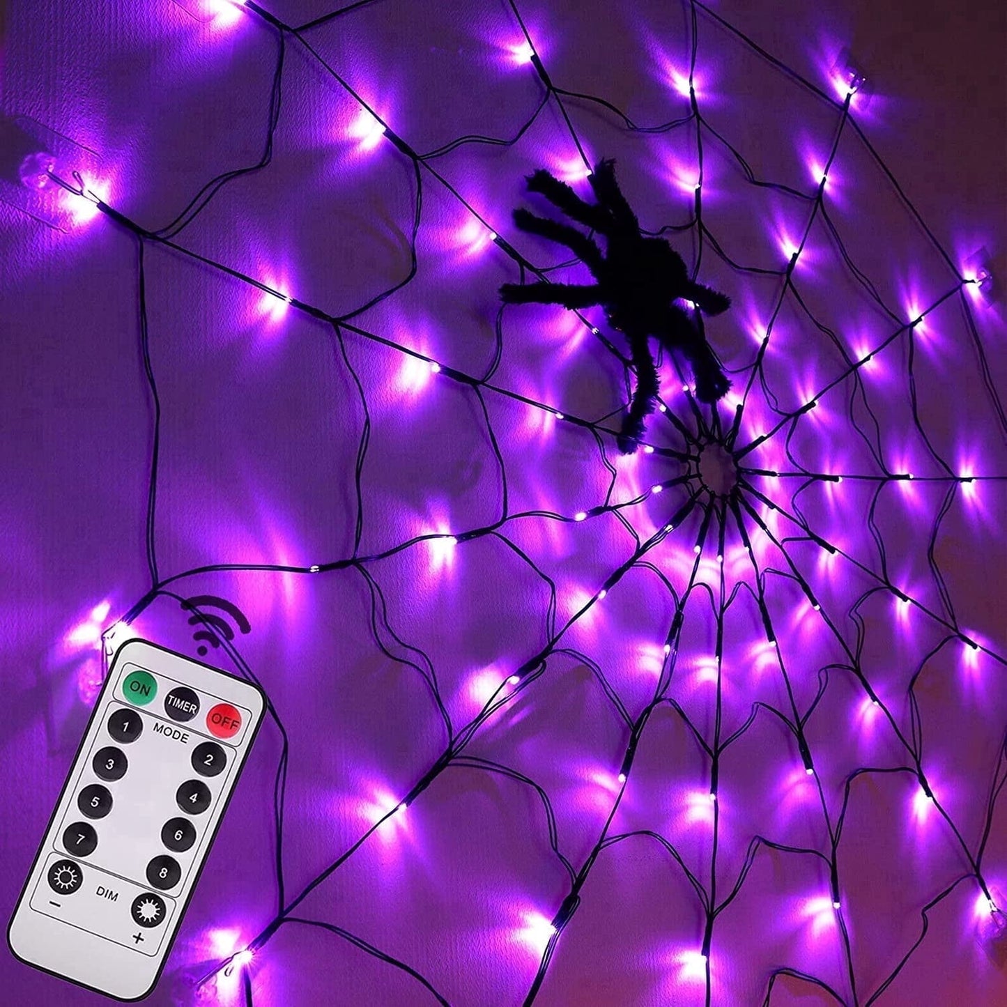 Ayieyill Halloween Spider String Lights,4FT 70 Purple LED with Realistic Spiders, 8 Lighting Modes , Halloween Decorations Indoor Outdoor