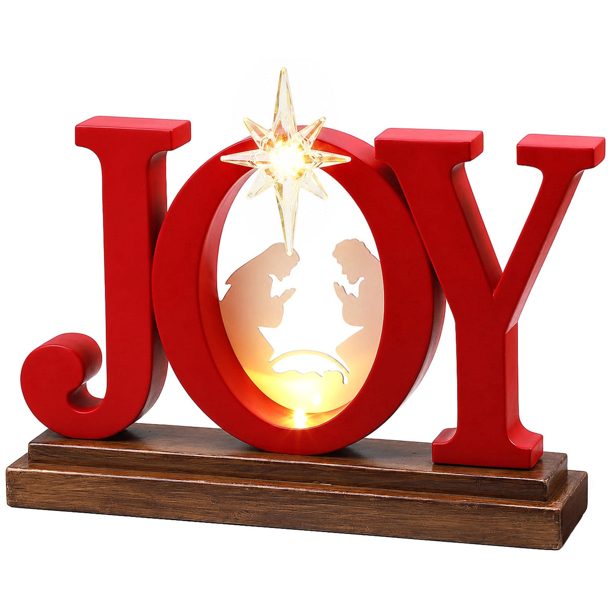 Ayieyill Joy Christmas Decor Christmas Decorations Indoor: Joy Sign with Timer, Holiday Decor Indoor (Red)