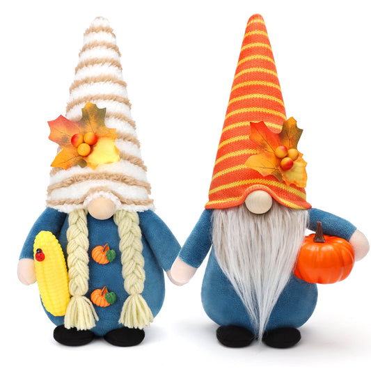 Ayieyill Thanksgiving Gnome Decorations, 2Pack Handmade Fall Harvest Gnome Plush