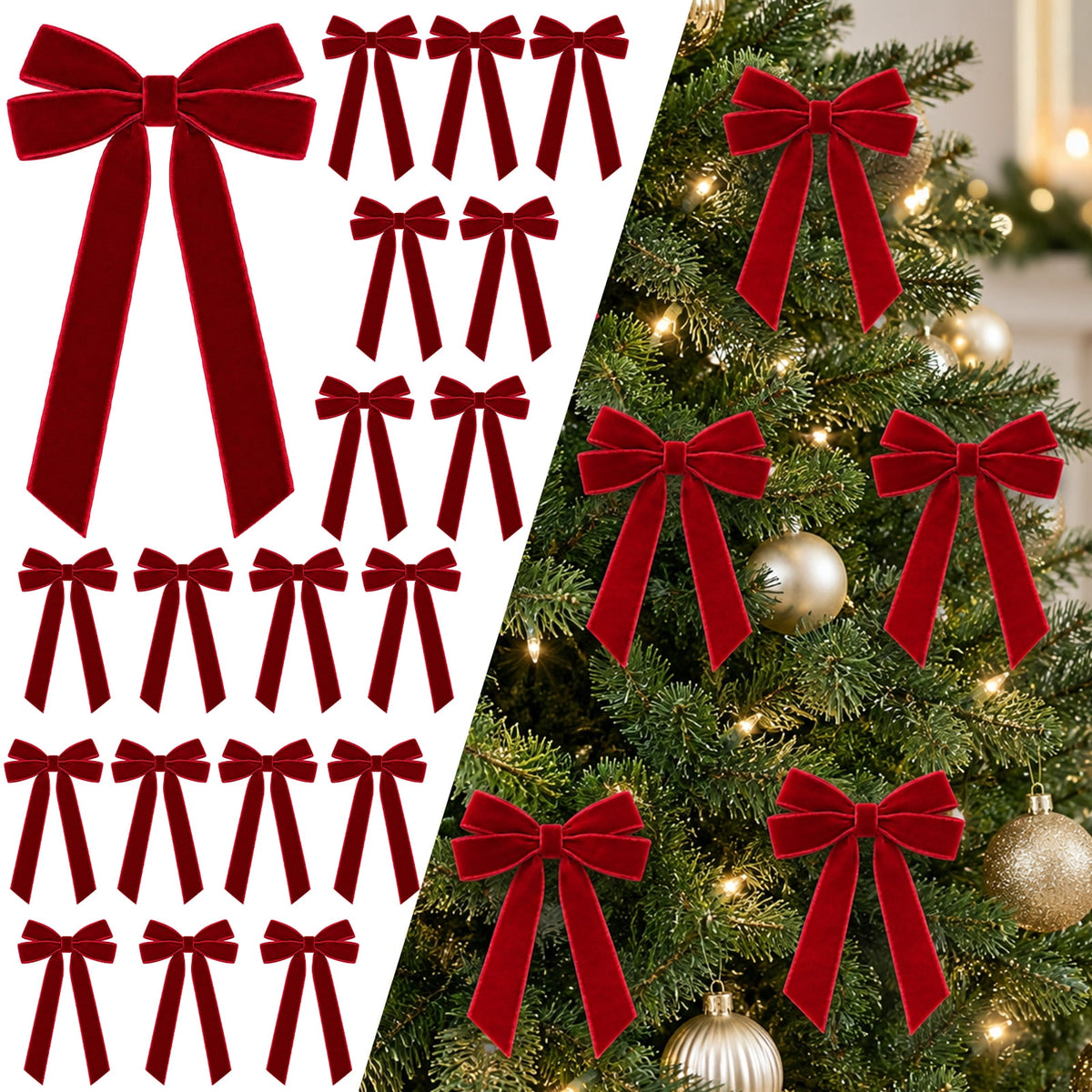Ayieyill Burgundy Velvet Christmas Tree Topper Bow, Large Bow for Christmas Tree Decorations