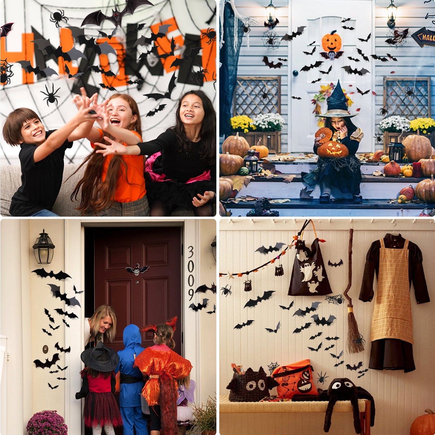 Ayieyill 148PCS Halloween Bats Stickers Decor, 3D Bats Halloween Wall Decor for Halloween Decoration indoor