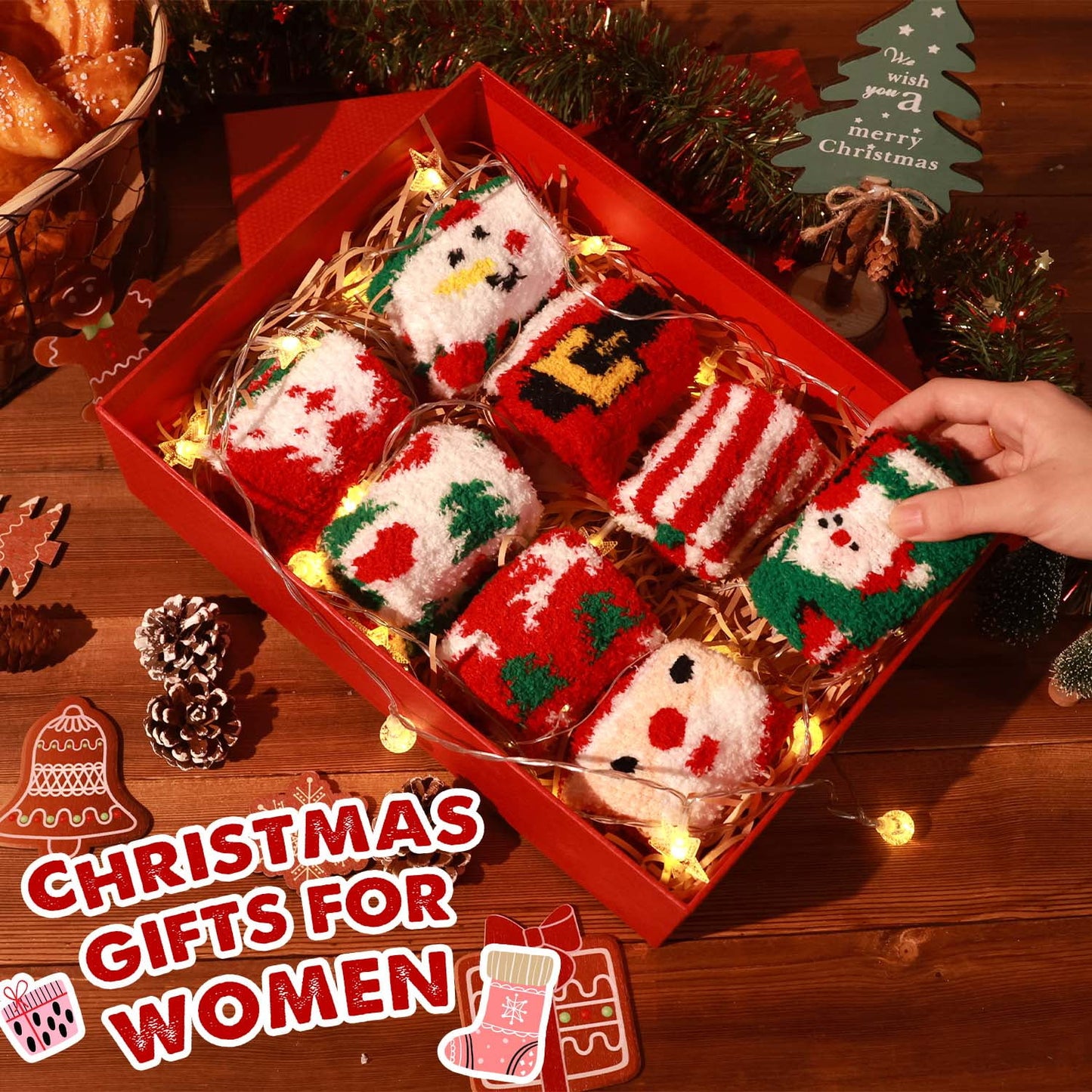 Ayieyill 15 Pairs Women's Christmas Socks Gifts for Women Adults Family Coworkers Cotton Holiday Socks Stocking