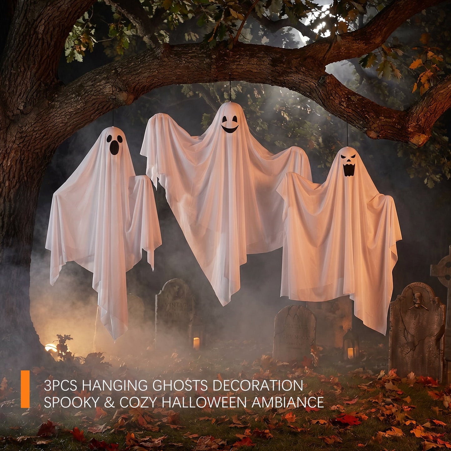 Ayieyill Halloween Hanging Ghosts Outdoor Decoration, Cute Flying Ghosts for Halloween Yard Garden Porch Party Decorations