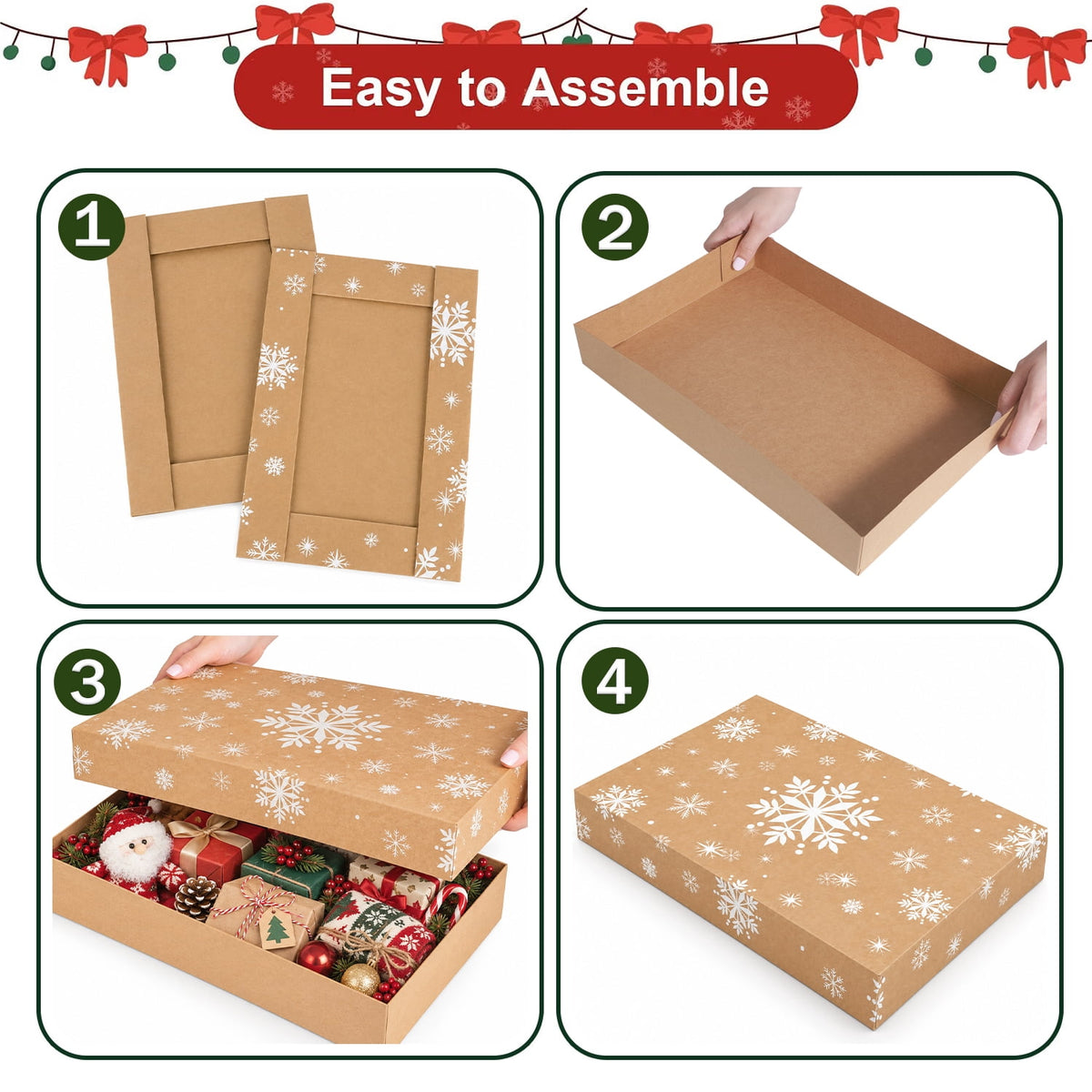 Ayieyill Christmas Gift Boxes, 12 Pack Foldable Colorful Kraft Paper