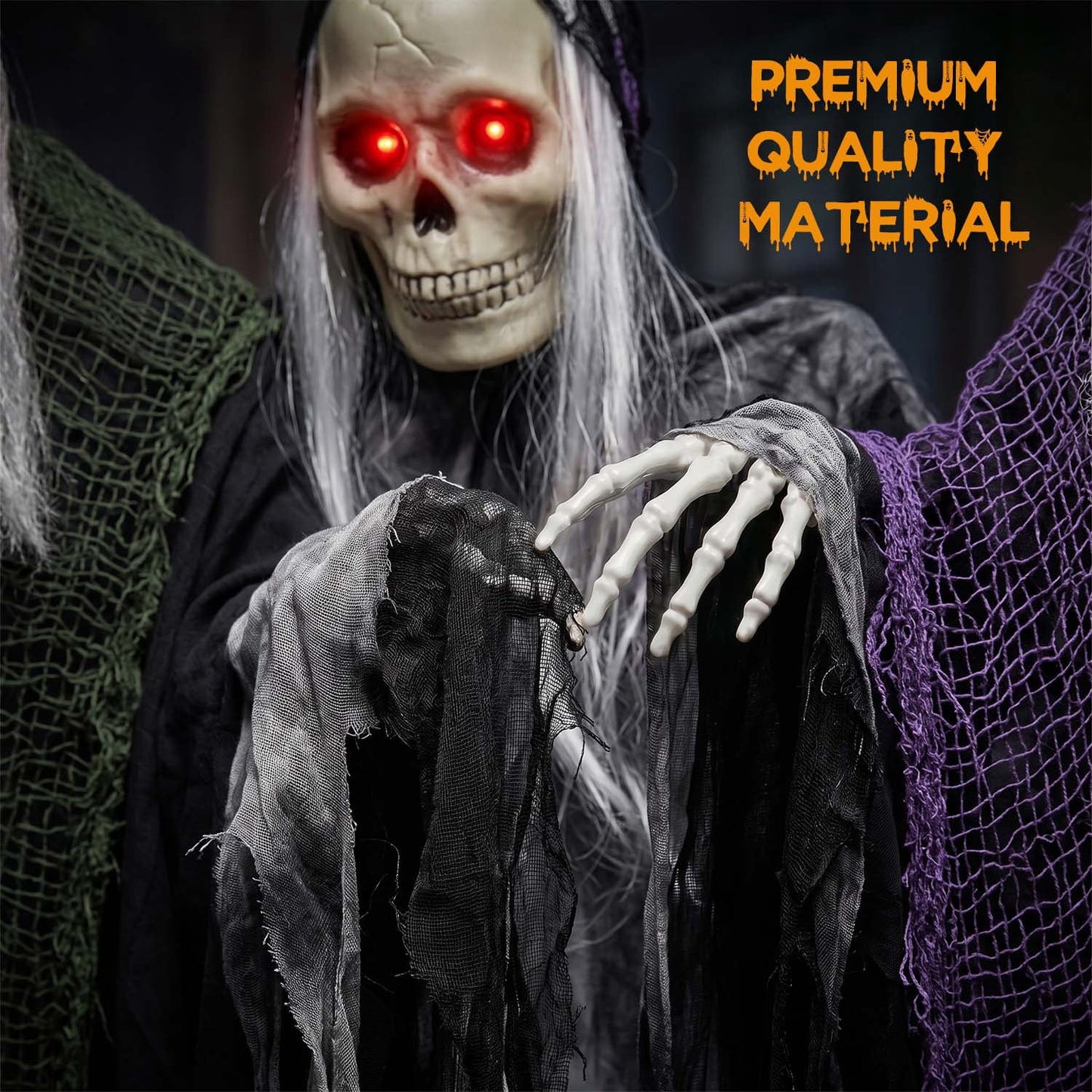Ayieyill 3 Pack Hanging Skeleton Ghosts for Halloween Decorations Outdoor, Grim Reaper for Halloween Decor