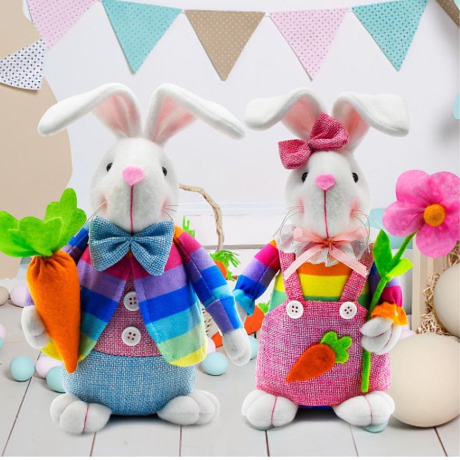 Ayieyill Easter Decorations, 2 Pcs Easter Bunny Plush, 12.2’ Spring Swedish Tomte Easter Gnomes Plush for Home Table and Gift