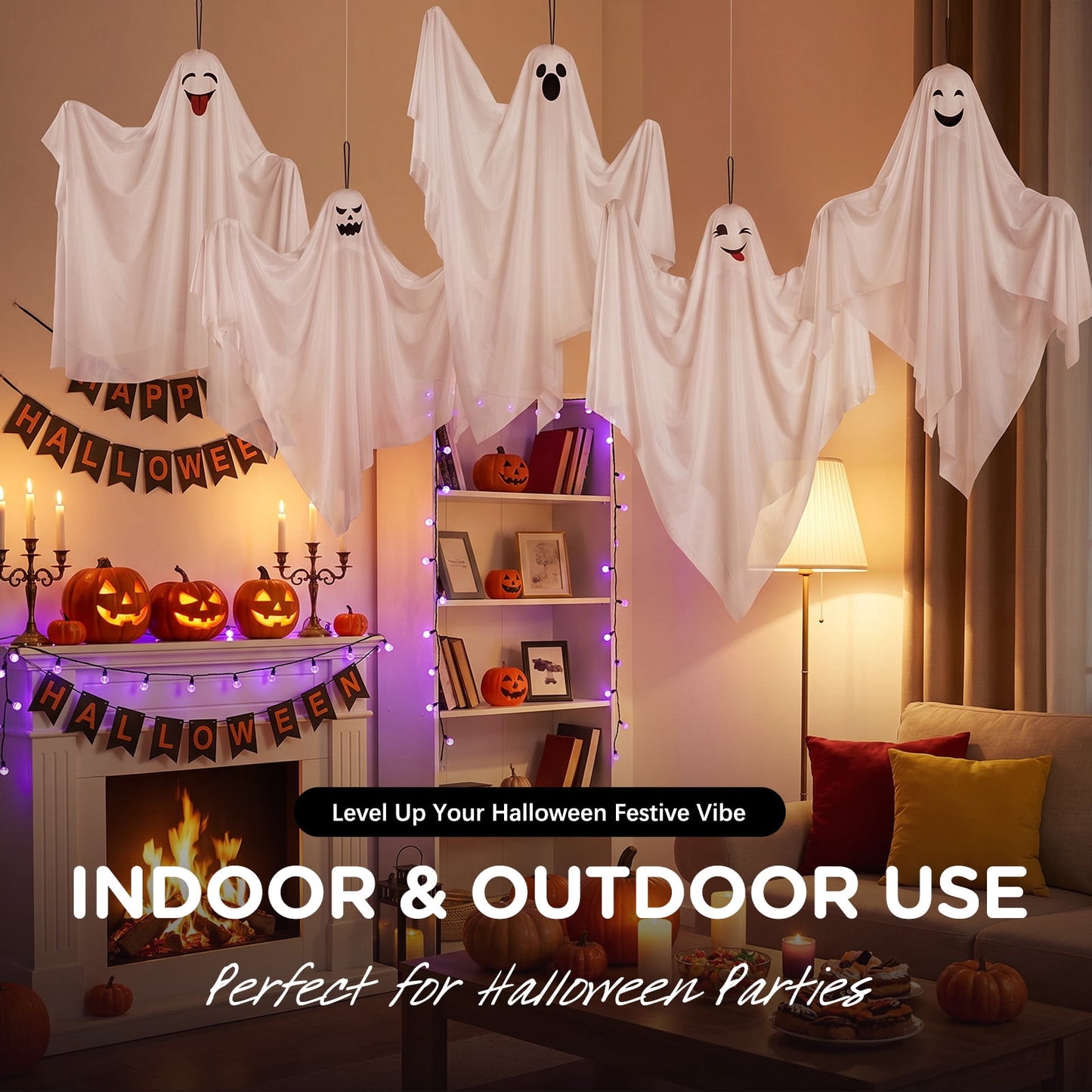 Ayieyill Halloween Hanging Ghosts Outdoor Decoration, Cute Flying Ghosts for Halloween Yard Garden Porch Party Decorations