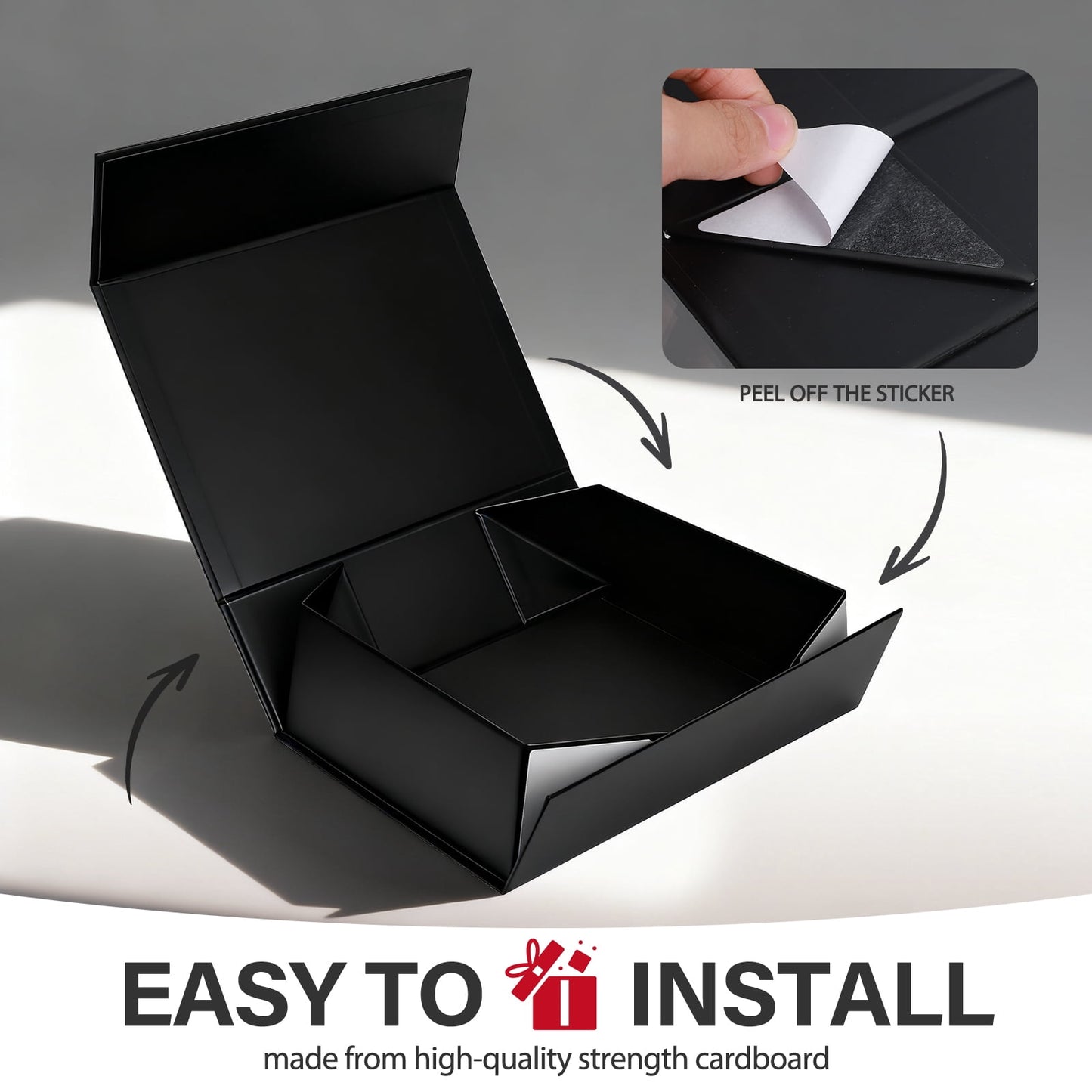Ayieyill Black Gift Boxes for Presents, Mother's Day boxes with Ribbon Magnetic Lids, Mother's Day Gift Wrap Boxes for Wedding (9.2*6.7*2.75 inches)