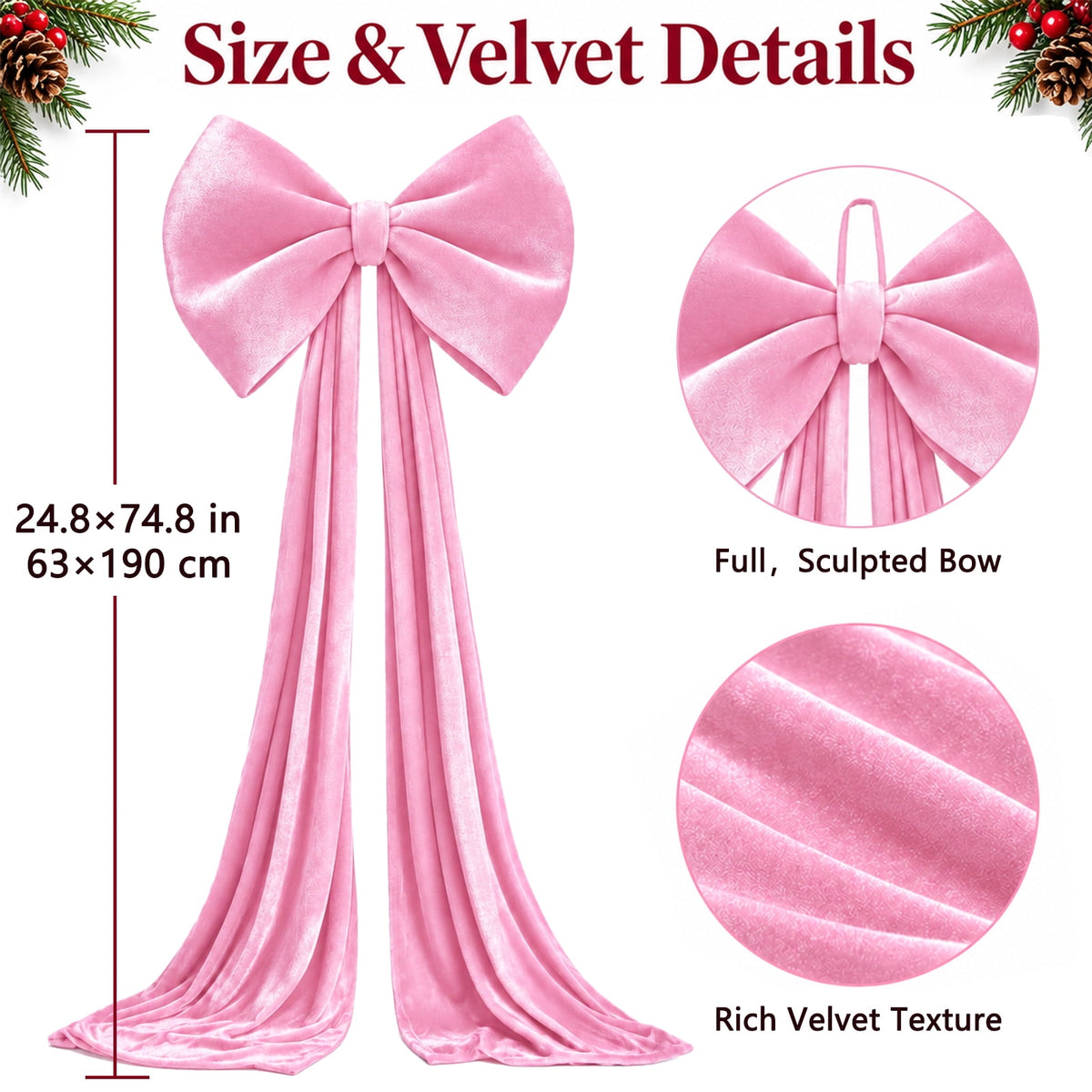 Ayieyill Burgundy Velvet Christmas Tree Topper Bow, Large Bow for Christmas Tree Decorations