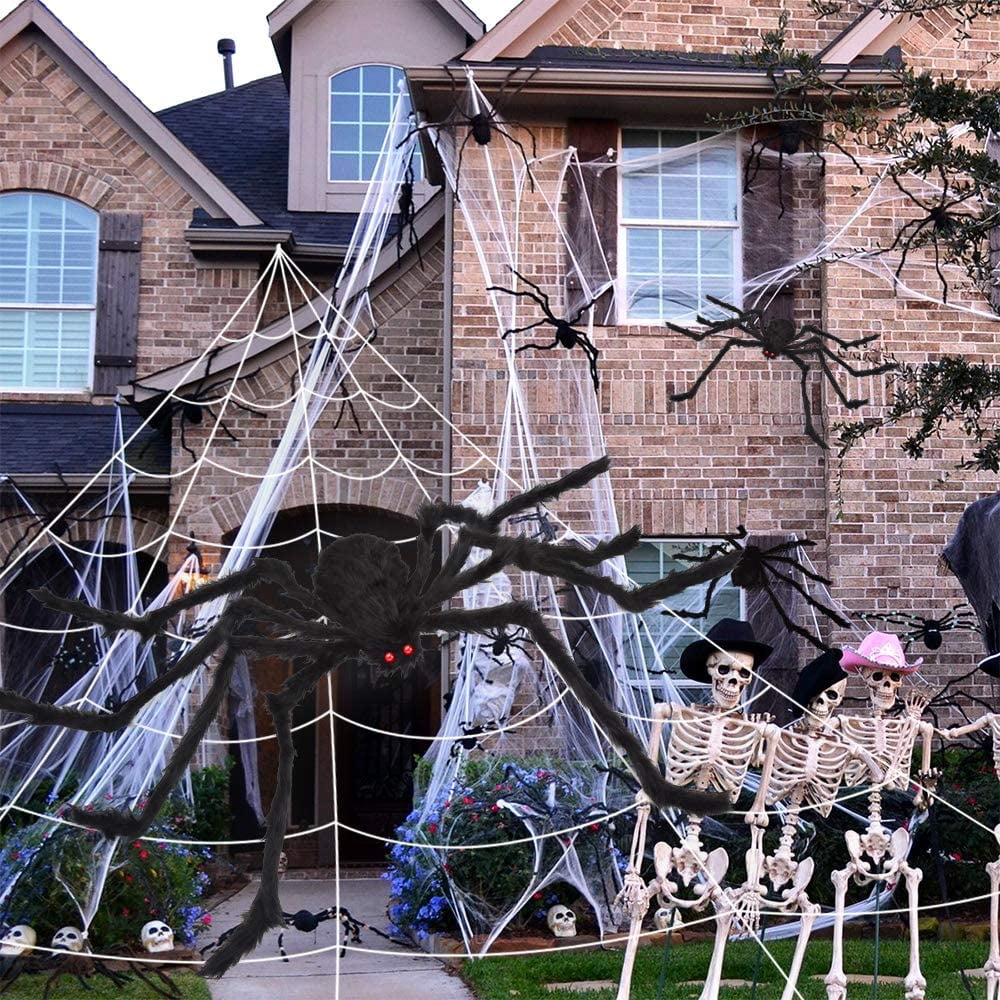 Ayieyill 200" Giant Spider Web with 49" Giant Spider Halloween Decorations Outdoor Indoor Scary Halloween Decor