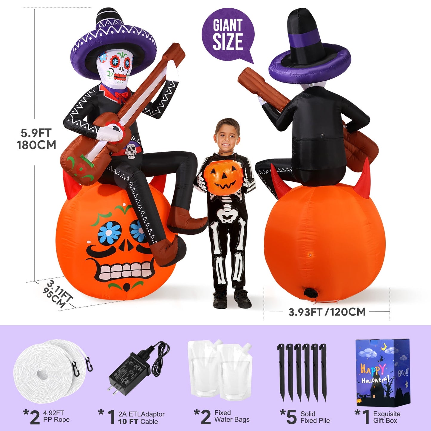 Ayieyill 6FT Festive Pumpkin Inflatable Decor, Blow Up Ornament for Indoor Outdoor Garden Lawn Yard Holiday Decoration