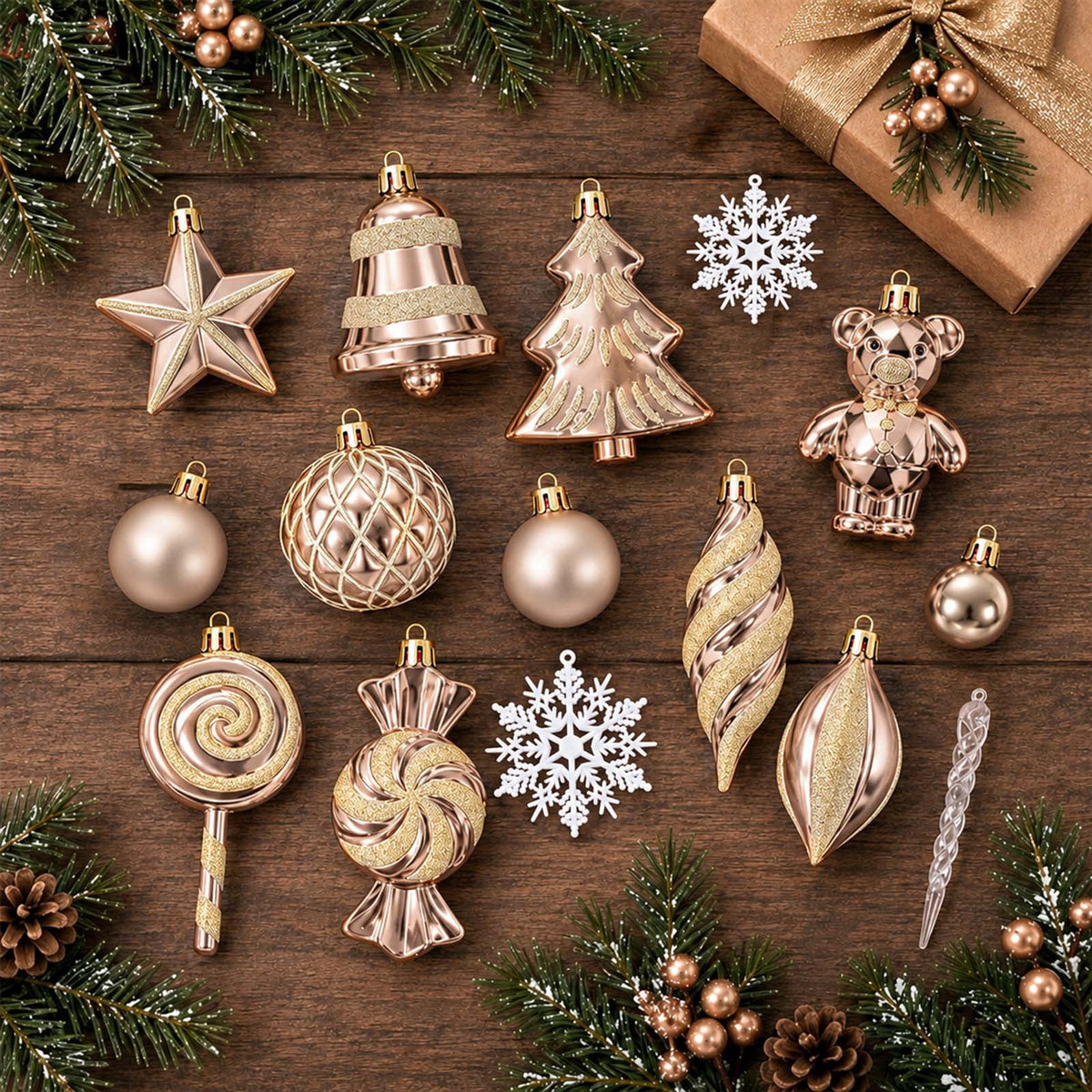 Ayieyill 40ct Christmas Ball Ornaments, Candy Cane Christmas Ornament Set, Shatterproof Christmas Ball with Rope for Tree