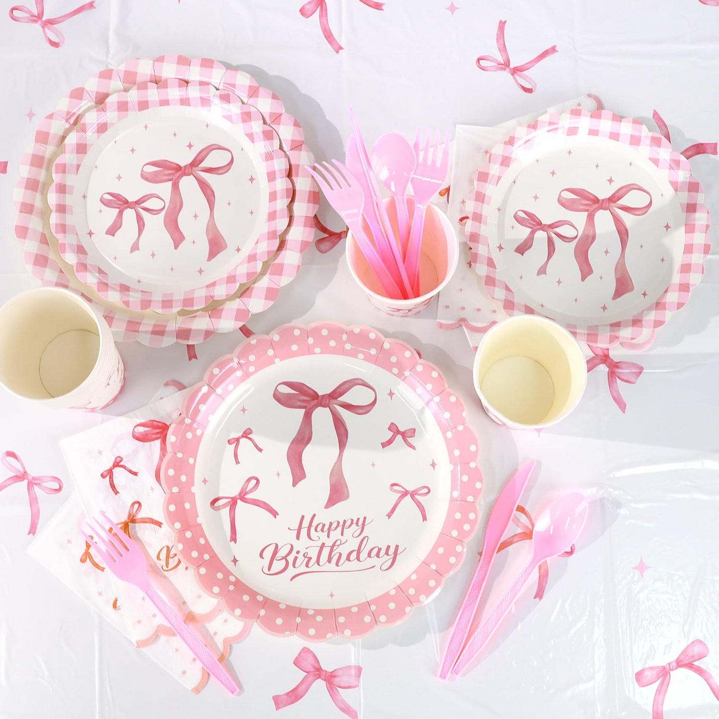Ayieyill 170Pcs Happy Birthday Decorations Kit, Birthday Party Supplies Set for 24 Guests, Includes Plates and Cups and Napkins Straws Sets