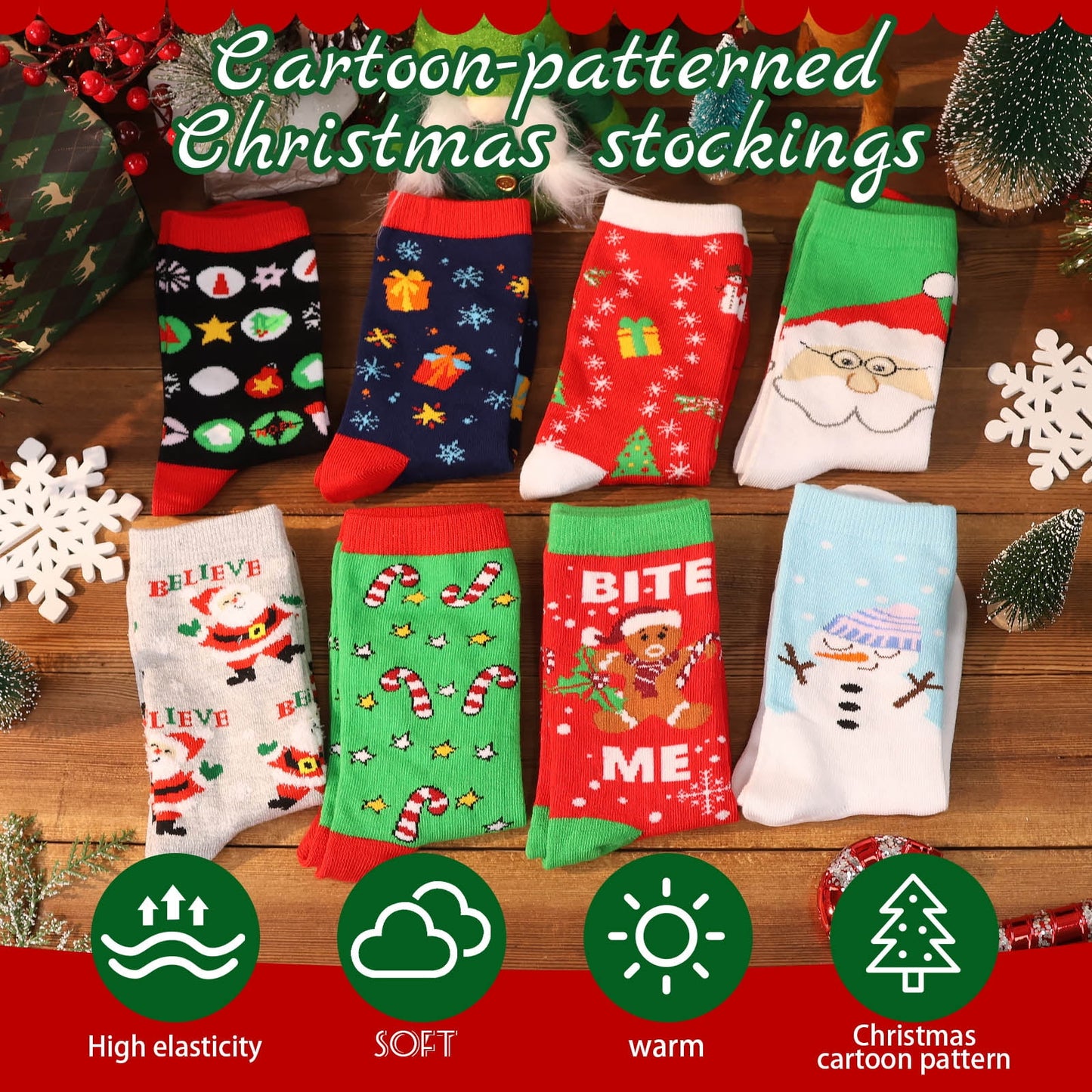 Ayieyill 15 Pairs Women's Christmas Socks Gifts for Women Adults Family Coworkers Cotton Holiday Socks Stocking