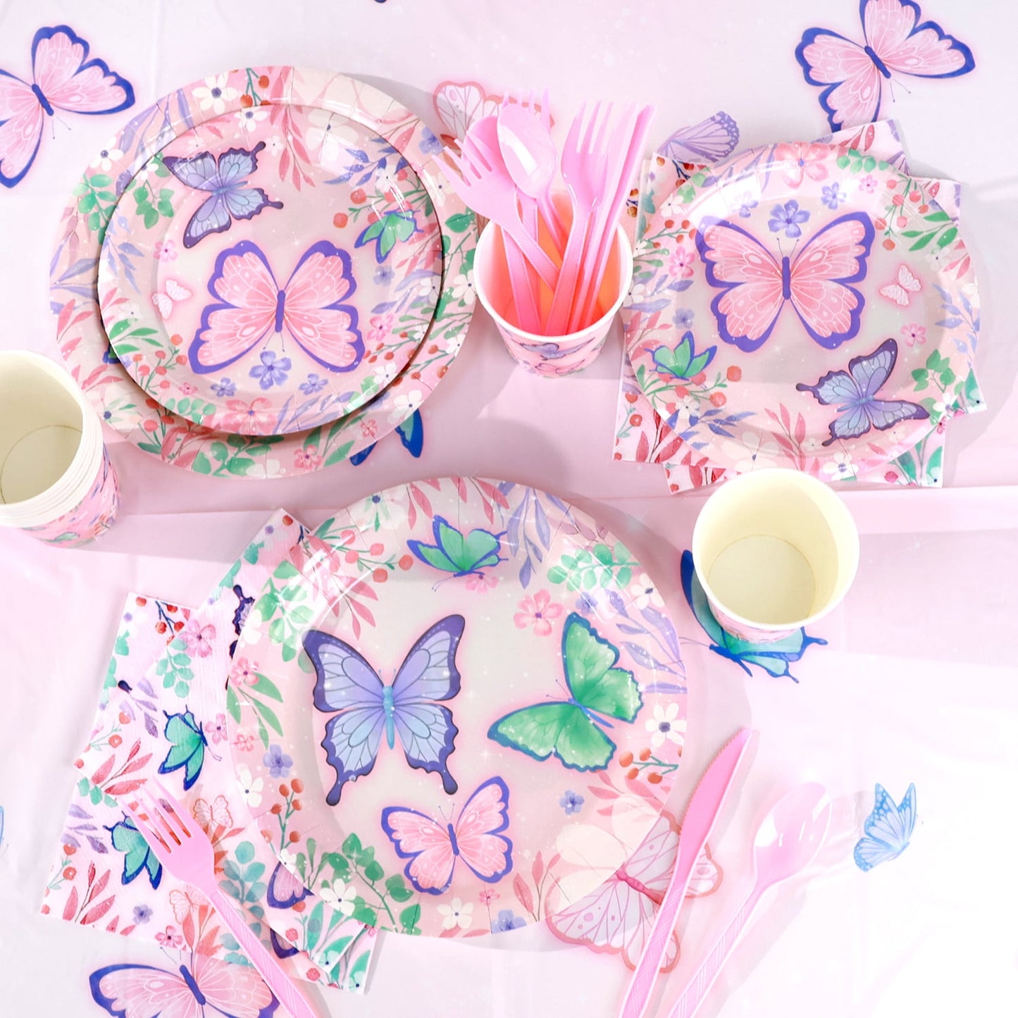 Ayieyill 170Pcs Happy Birthday Decorations Kit, Birthday Party Supplies Set for 24 Guests, Includes Plates and Cups and Napkins Straws Sets
